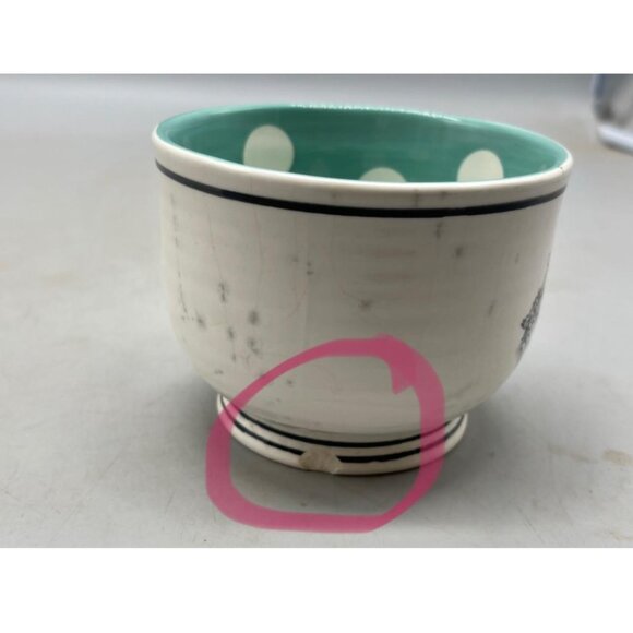 Katie mandy mug cup white blue dots stripes 3.5x5.5" READ - Picture 7 of 16